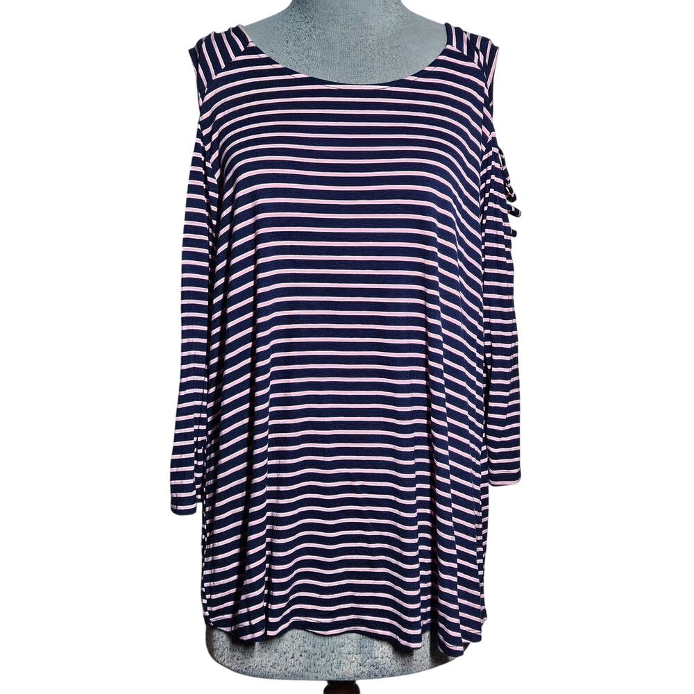 Stripped Open Shoulder Tee Size XXL